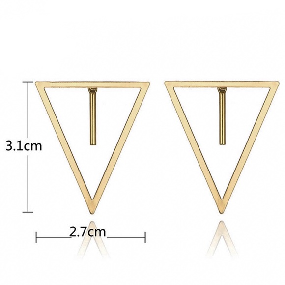 3/$30 - Gold Triangle Studs w/Bar Jackets Earrings - Picture 8 of 8